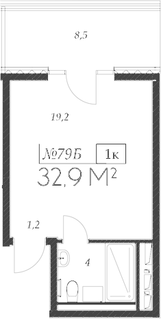 Планировка — Морелло, Студия, 24 м²
