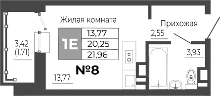 Планировка — Иловайский, Студия, 20 м²