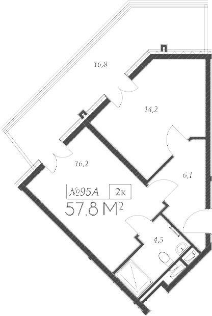 Планировка — Морелло, 2-комн., 41 м²