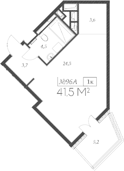 Планировка — Морелло, Студия, 36 м²