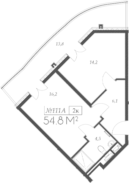 Планировка — Морелло, 2-комн., 41 м²