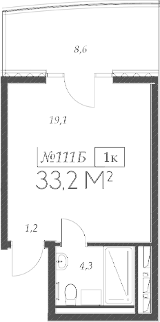 Планировка — Морелло, Студия, 25 м²