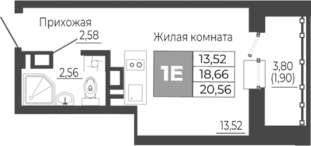 Планировка — Иловайский, Студия, 19 м²