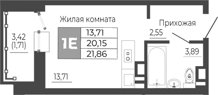 Планировка — Иловайский, Студия, 20 м²