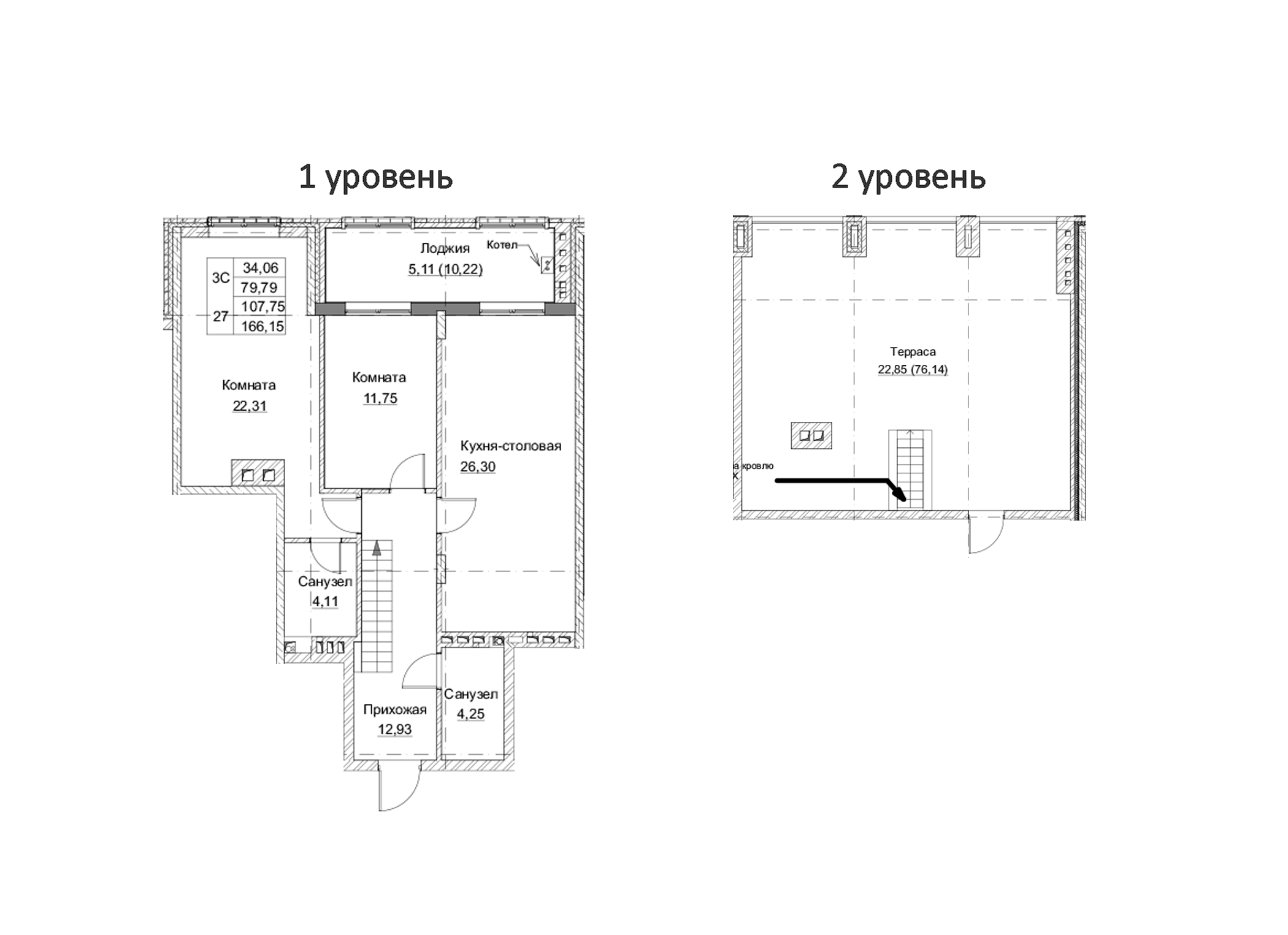 Планировка — Клубный дом Парамонов, 3-комн., 80 м²