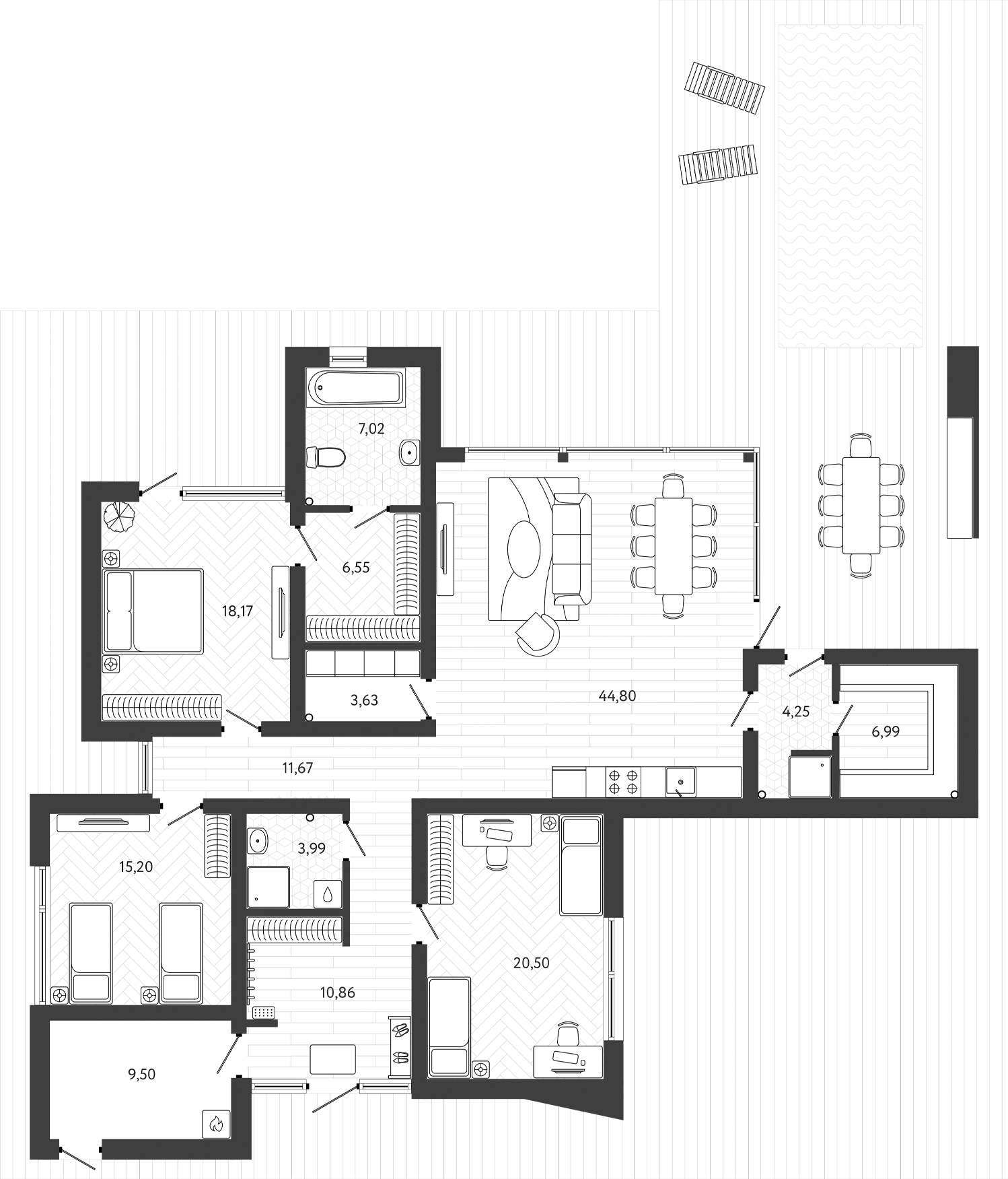 Планировка — Коттеджный поселок Собер-Баш, 3-комн., 239 м²