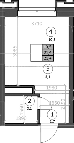 Планировка — Эдельвейс, Студия, 21 м²