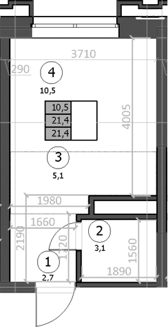 Планировка — Эдельвейс, Студия, 21 м²