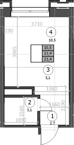 Планировка — Эдельвейс, Студия, 21 м²