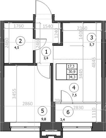 Планировка — Эдельвейс, 1-комн., 31 м²
