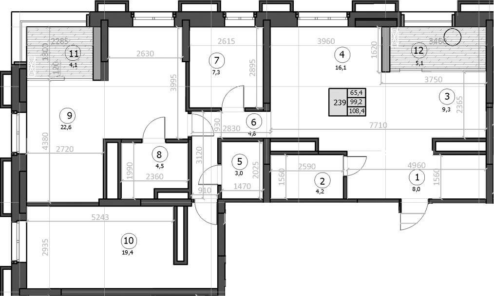 Планировка — Эдельвейс, 3-комн., 99 м²