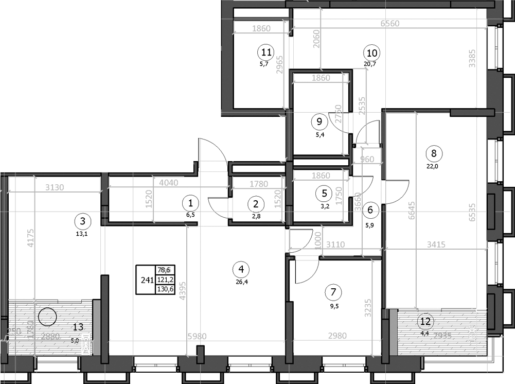 Планировка — Эдельвейс, 4-комн., 121 м²