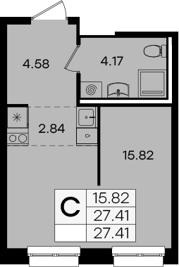 Планировка — Экосити Урбан-квартал, Студия, 27 м²