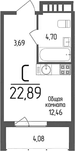 Планировка — Кумир, Студия, 21 м²