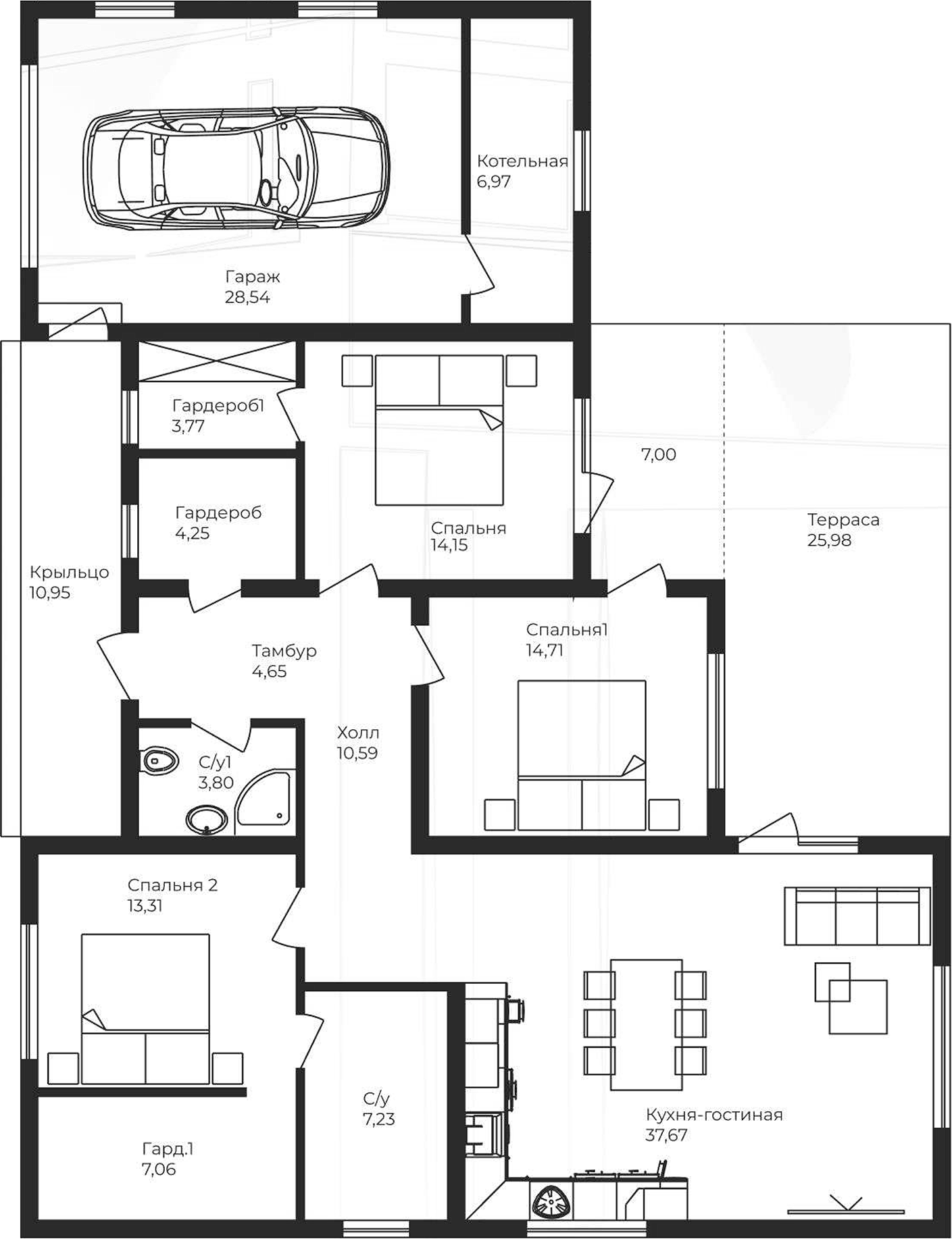 Планировка — Коттеджный поселок Сады AVION, 3-комн., 165 м²