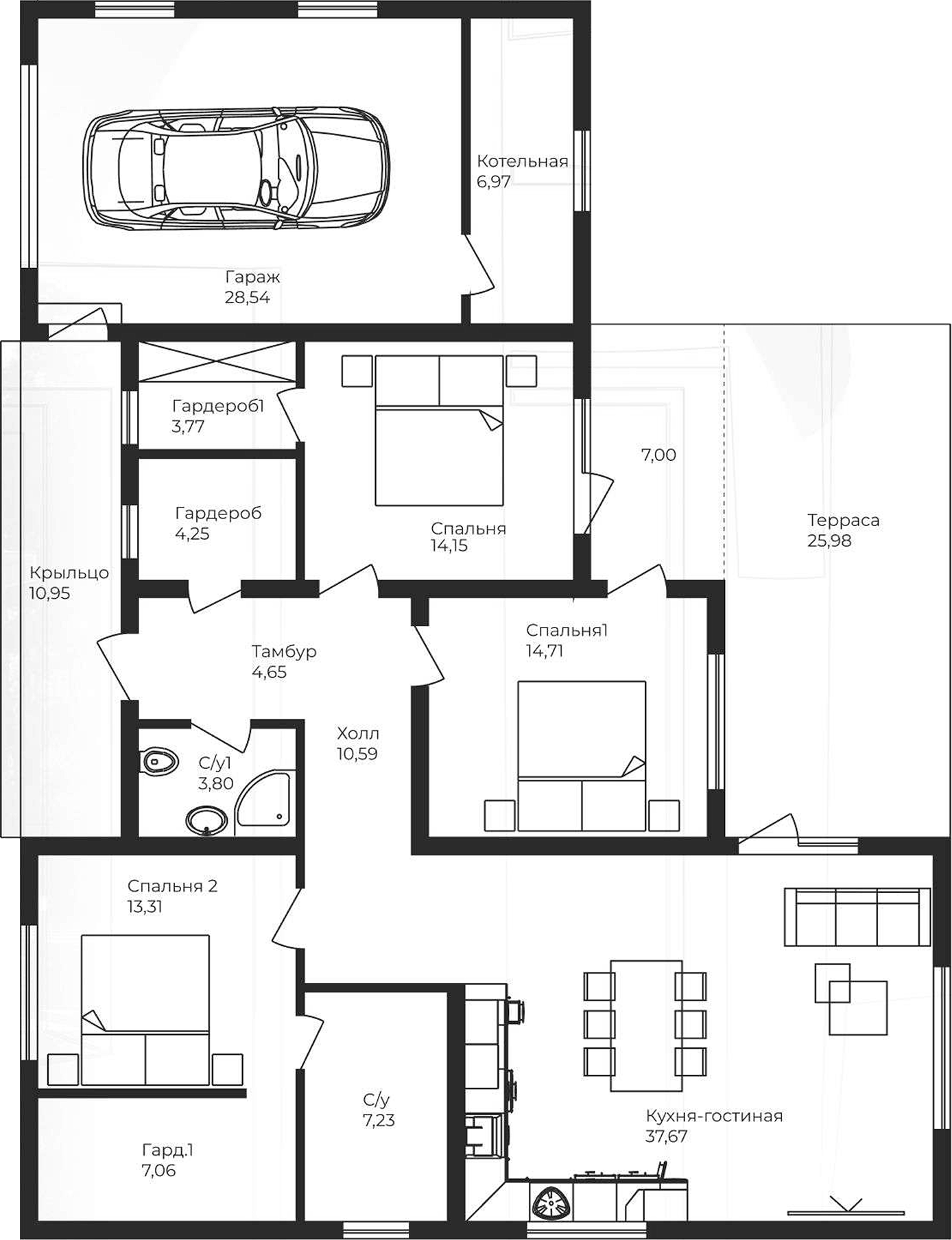 Планировка — Коттеджный поселок Сады AVION, 3-комн., 165 м²