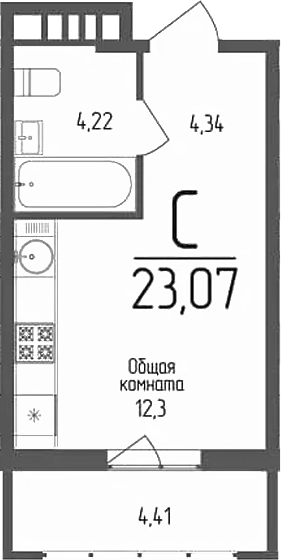 Планировка — Кумир, Студия, 21 м²