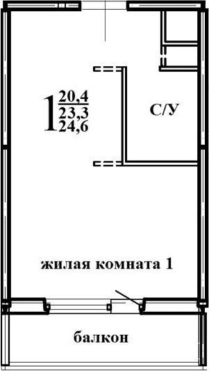 Планировка — Левенцовка парк, 1-комн., 25 м²