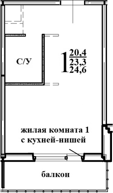 Планировка — Левенцовка парк, 1-комн., 25 м²