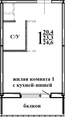 Планировка — Левенцовка парк, 1-комн., 25 м²