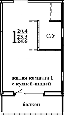 Планировка — Левенцовка парк, 1-комн., 25 м²