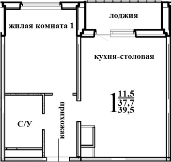 Планировка — Левенцовка парк, 1-комн., 40 м²