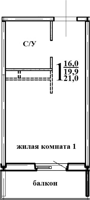 Планировка — Левенцовка парк, 1-комн., 21 м²