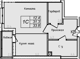Планировка — Academia, Студия, 31 м²