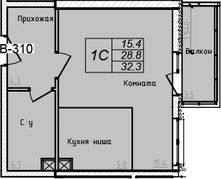 Планировка — Academia, Студия, 29 м²