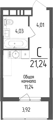Планировка — Кумир, Студия, 19 м²