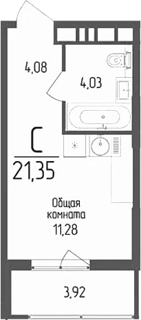 Планировка — Кумир, Студия, 19 м²
