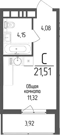 Планировка — Кумир, Студия, 20 м²