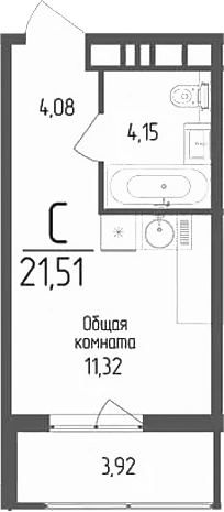 Планировка — Кумир, Студия, 20 м²