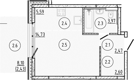 Планировка — Манзара, Студия, 29 м²