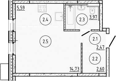 Планировка — Манзара, Студия, 29 м²