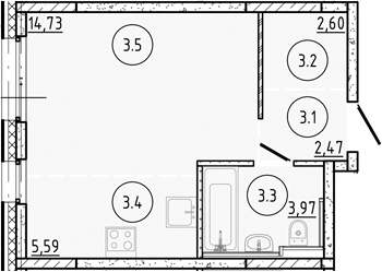 Планировка — Манзара, Студия, 29 м²