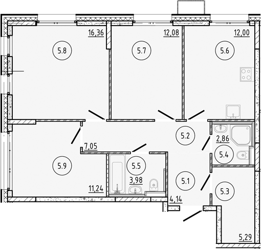 Планировка — Манзара, 3-комн., 75 м²