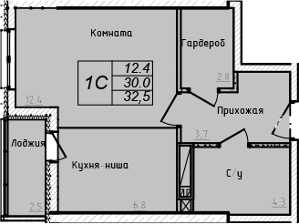 Планировка — Academia, Студия, 30 м²