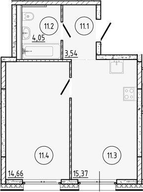 Планировка — Манзара, 1-комн., 38 м²