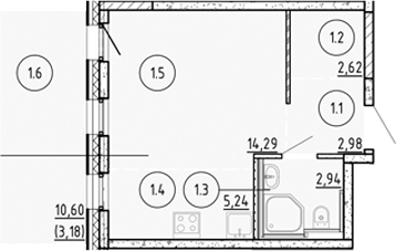 Планировка — Манзара, Студия, 28 м²