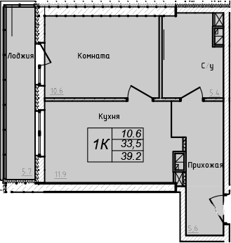 Планировка — Academia, 1-комн., 34 м²
