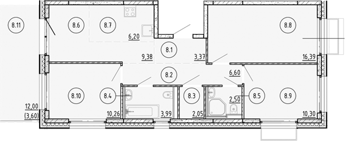 Планировка — Манзара, 3-комн., 71 м²