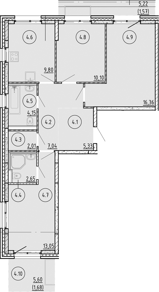 Планировка — Манзара, 3-комн., 70 м²
