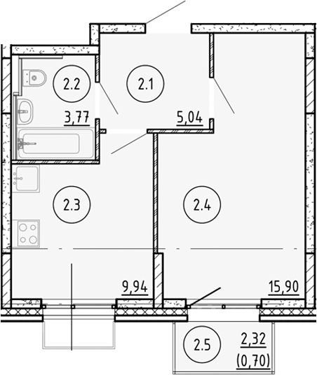 Планировка — Манзара, 1-комн., 35 м²