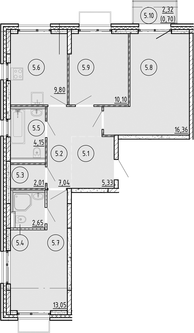 Планировка — Манзара, 3-комн., 70 м²