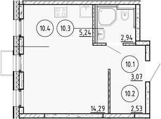 Планировка — Манзара, Студия, 28 м²