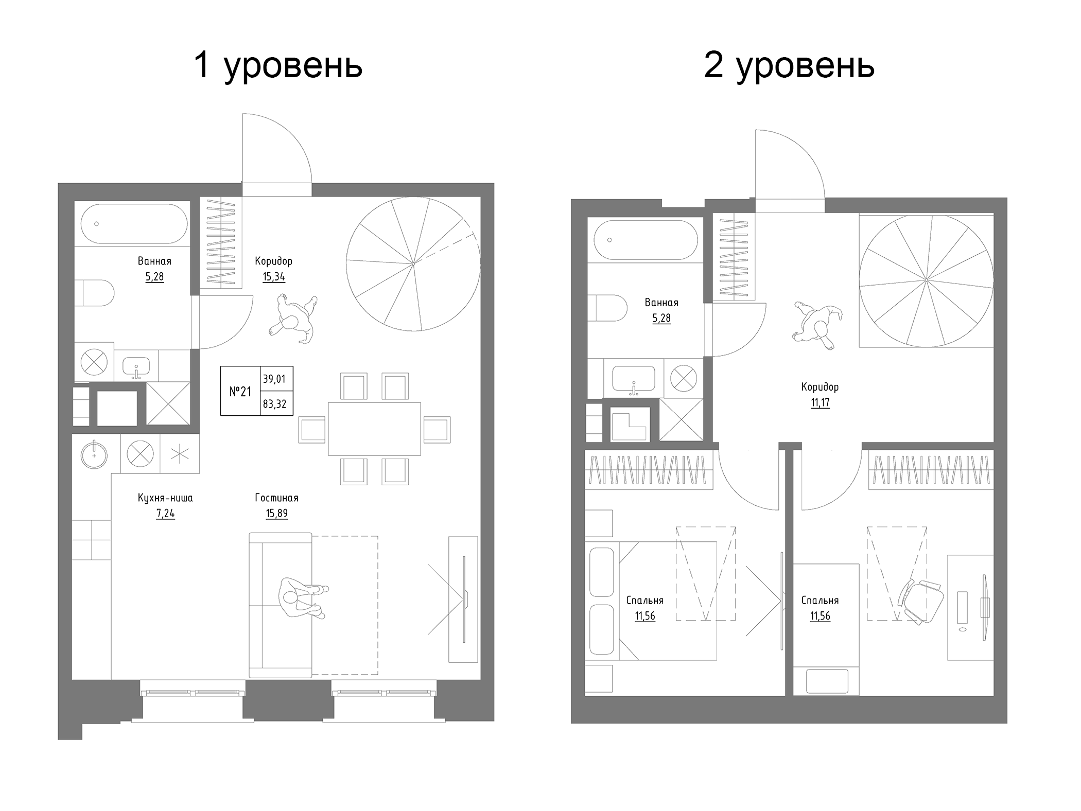 Планировка — Резиденция на Сары Садыковой, 2-комн., 83 м²