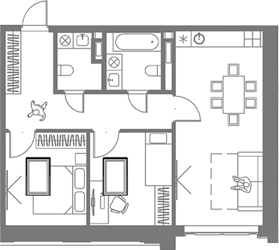 Планировка — Резиденция на Сары Садыковой, 2-комн., 68 м²