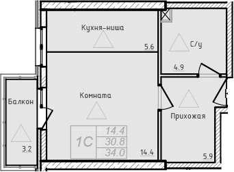 Планировка — Academia, Студия, 31 м²