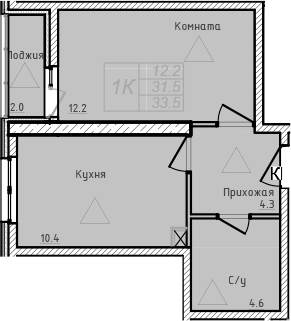 Планировка — Academia, 1-комн., 32 м²